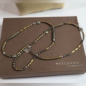 Silpada "Show‎ Your Metal" necklace sterling silver brass pyrite and labradorite
